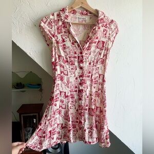 Reformation Comic Red and Cream Mini Dress | Size 0